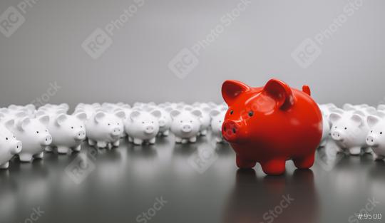 Big red piggy bank with small white piggy banks, investment and development concept   : Stock Photo or Stock Video Download rcfotostock photos, images and assets rcfotostock | RC Photo Stock.: