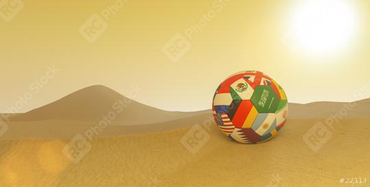 Big soccer ball with country flags in desert of Qatar   : Stock Photo or Stock Video Download rcfotostock photos, images and assets rcfotostock | RC Photo Stock.: