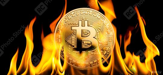 Bitcoin - BTC cryptocurrency money burning in flames  : Stock Photo or Stock Video Download rcfotostock photos, images and assets rcfotostock | RC Photo Stock.: