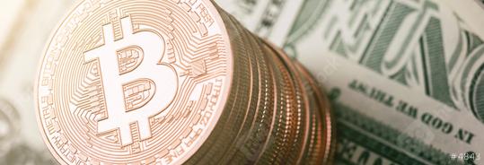 Bitcoin (BTC) cryptocurrency on dollar notes, digital money  : Stock Photo or Stock Video Download rcfotostock photos, images and assets rcfotostock | RC Photo Stock.: