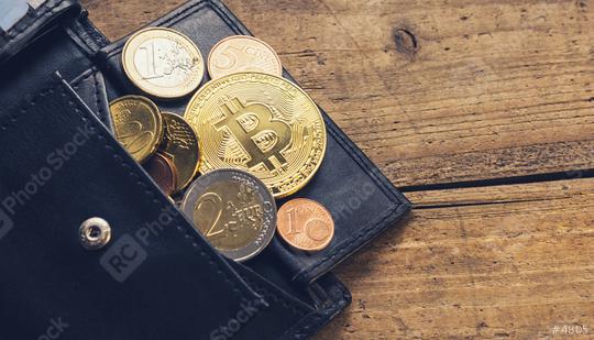 Bitcoin Wallet with euro coins  : Stock Photo or Stock Video Download rcfotostock photos, images and assets rcfotostock | RC Photo Stock.: