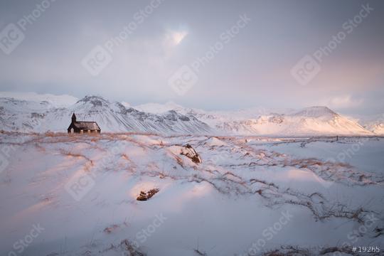 Black church Budir; island, Winter, Schnee  : Stock Photo or Stock Video Download rcfotostock photos, images and assets rcfotostock | RC Photo Stock.:
