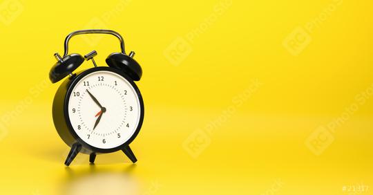 Black vintage alarm clock with bright yellow background. Minimal creative concept, with copyspace for your individual text.  : Stock Photo or Stock Video Download rcfotostock photos, images and assets rcfotostock | RC Photo Stock.: