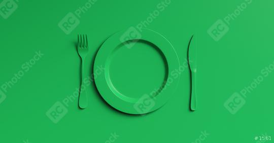 Blank green plate mockup with fork and knife, top view. Clear ceramic dishware with set cutlery design. Empty green  table ware for lunch or dinner in cafe. copyspace for your individual text.  : Stock Photo or Stock Video Download rcfotostock photos, images and assets rcfotostock | RC Photo Stock.:
