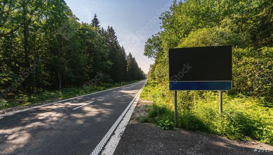 Blank Road Sign at the street in to the woods, copyspace for your individual text.  : Stock Photo or Stock Video Download rcfotostock photos, images and assets rcfotostock | RC Photo Stock.:
