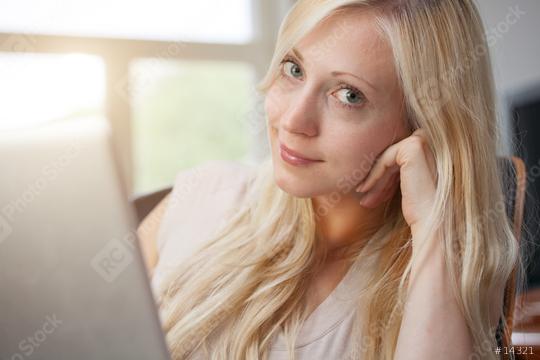 Blond woman with laptop  : Stock Photo or Stock Video Download rcfotostock photos, images and assets rcfotostock | RC Photo Stock.: