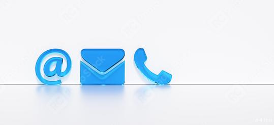 Blue contact icons leaning against a wall as a hotline and service panorama concept   : Stock Photo or Stock Video Download rcfotostock photos, images and assets rcfotostock | RC Photo Stock.: