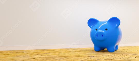 blue piggy bank against a wall - copyspace for your individual text.  : Stock Photo or Stock Video Download rcfotostock photos, images and assets rcfotostock | RC Photo Stock.: