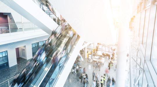 Blurred people at a escalator on a Exhibition  : Stock Photo or Stock Video Download rcfotostock photos, images and assets rcfotostock | RC Photo Stock.: