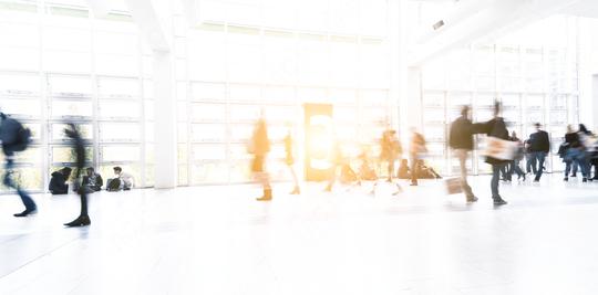 Blurred people using a walkway at a tradeshow  : Stock Photo or Stock Video Download rcfotostock photos, images and assets rcfotostock | RC Photo Stock.: