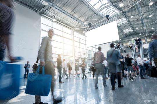blurred people walking in a modern hall of a European Trade Fair  : Stock Photo or Stock Video Download rcfotostock photos, images and assets rcfotostock | RC Photo Stock.: