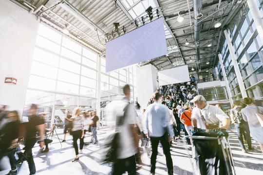 blurred people walking in a modern hall of a trade fair  : Stock Photo or Stock Video Download rcfotostock photos, images and assets rcfotostock | RC Photo Stock.: