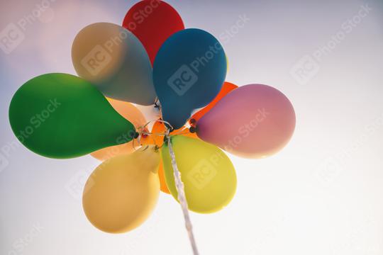 bright bunch of Colorful balloons at sunset  : Stock Photo or Stock Video Download rcfotostock photos, images and assets rcfotostock | RC Photo Stock.: