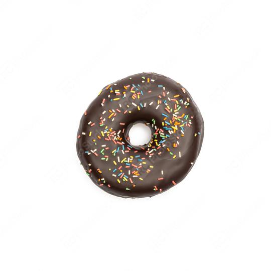 brown chocolate coated doughnut with colorful sprinkles, isolated on white background  : Stock Photo or Stock Video Download rcfotostock photos, images and assets rcfotostock | RC Photo Stock.: