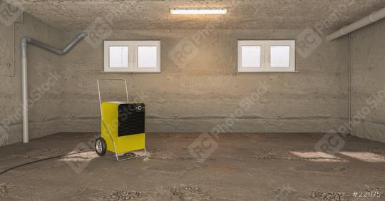 building dryer or dehumidifier placed in a damp basement to dry the air after broken pipe or flooding  : Stock Photo or Stock Video Download rcfotostock photos, images and assets rcfotostock | RC Photo Stock.: