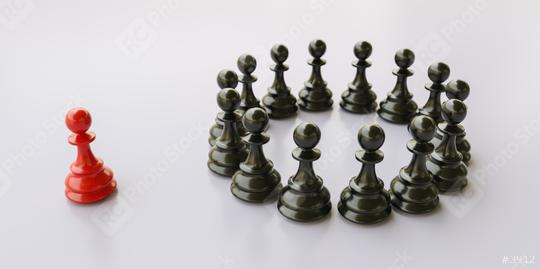 bullying concept, red pawn of chess, standing out from the crowd of blacks  : Stock Photo or Stock Video Download rcfotostock photos, images and assets rcfotostock | RC Photo Stock.: