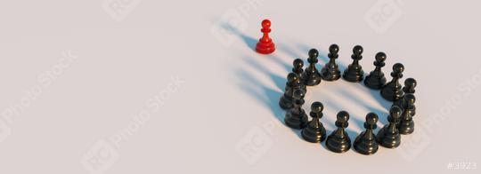 bullying concept, red pawn of chess, standing out from the crowd of blacks, banner size  : Stock Photo or Stock Video Download rcfotostock photos, images and assets rcfotostock | RC Photo Stock.: