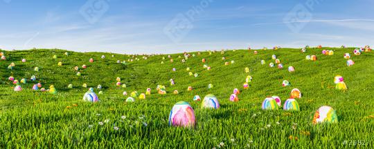 Bunte Ostereier zu Ostern im Gras einer Wiese  : Stock Photo or Stock Video Download rcfotostock photos, images and assets rcfotostock | RC Photo Stock.: