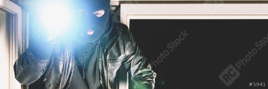 Burglar with crowbar and flashlight, with copy space, banner size  : Stock Photo or Stock Video Download rcfotostock photos, images and assets rcfotostock | RC-Photo-Stock.: