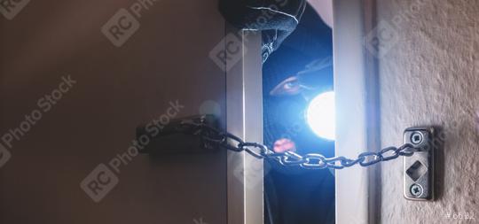 burglar with gloves opens door of appartment   : Stock Photo or Stock Video Download rcfotostock photos, images and assets rcfotostock | RC Photo Stock.: