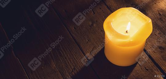 Burning candle over wooden background, elegant low-key shot  : Stock Photo or Stock Video Download rcfotostock photos, images and assets rcfotostock | RC Photo Stock.:
