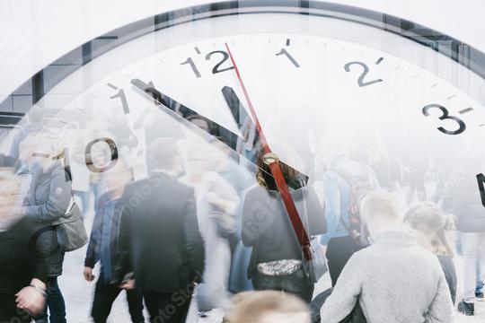 Business times concept people walking overlay with time clock  : Stock Photo or Stock Video Download rcfotostock photos, images and assets rcfotostock | RC Photo Stock.: