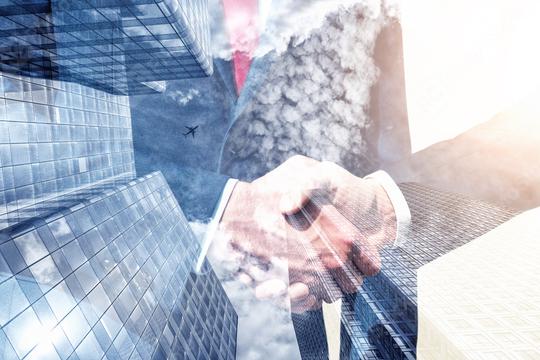 businessman shaking hands after good deal. double exposure skyscraper on the background  : Stock Photo or Stock Video Download rcfotostock photos, images and assets rcfotostock | RC Photo Stock.: