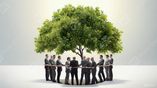 Businessmen encircle a large tree symbolizing unity and sustainability  : Stock Photo or Stock Video Download rcfotostock photos, images and assets rcfotostock | RC Photo Stock.: