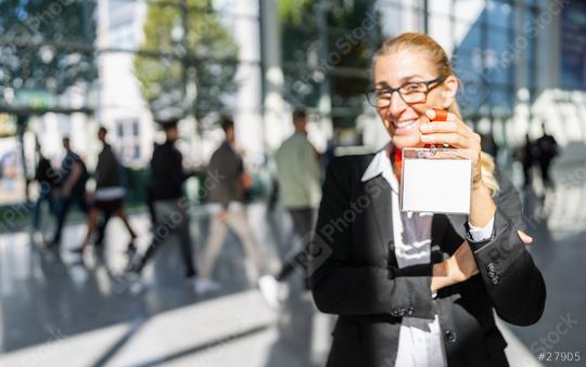 businesswoman holding a Trade Fair entrance card on a lanyard, with copy space for individual text  : Stock Photo or Stock Video Download rcfotostock photos, images and assets rcfotostock | RC Photo Stock.: