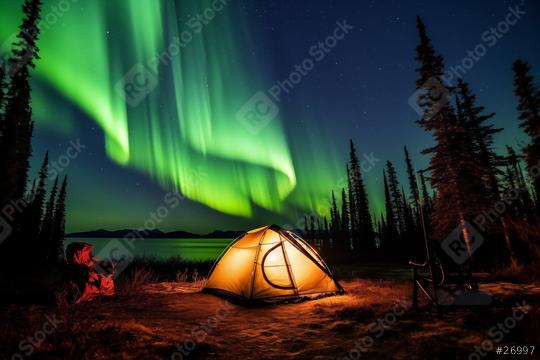 Camping under the aurora borealis in a forest
  : Stock Photo or Stock Video Download rcfotostock photos, images and assets rcfotostock | RC Photo Stock.: