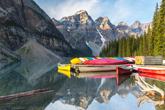 Canoeing at the moraine lake in banff canada   : Stock Photo or Stock Video Download rcfotostock photos, images and assets rcfotostock | RC Photo Stock.: