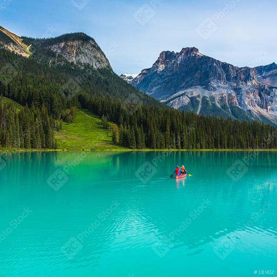 Canoeing on Emerald Lake in the rocky mountains canada   : Stock Photo or Stock Video Download rcfotostock photos, images and assets rcfotostock | RC Photo Stock.: