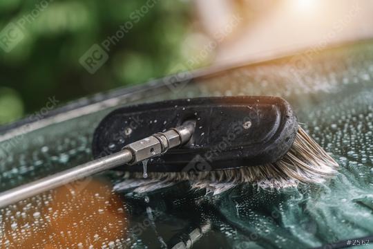 Car cleaning. Wash car with soap and brush  : Stock Photo or Stock Video Download rcfotostock photos, images and assets rcfotostock | RC Photo Stock.: