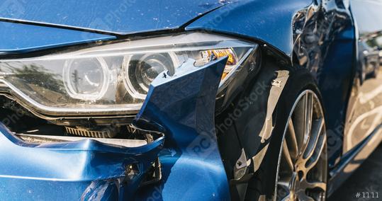 Car crash or accident. Front fender from a blue car and light damage and scratchs on bumper. Broken vehicle detail or close up.   : Stock Photo or Stock Video Download rcfotostock photos, images and assets rcfotostock | RC Photo Stock.:
