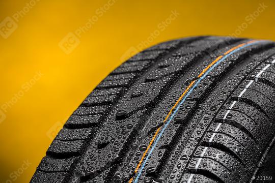 Car tire with raindrops summer tire aquaplaning  : Stock Photo or Stock Video Download rcfotostock photos, images and assets rcfotostock | RC Photo Stock.: