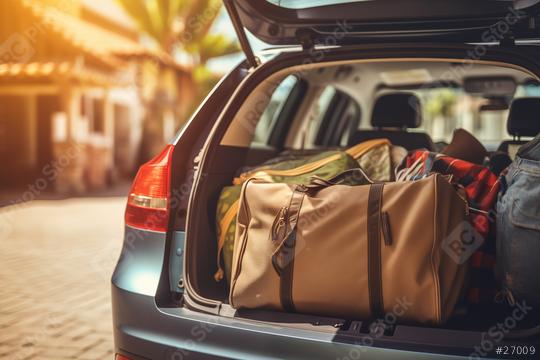 Car trunk loaded with bags and a blanket, ready for travel
  : Stock Photo or Stock Video Download rcfotostock photos, images and assets rcfotostock | RC Photo Stock.: