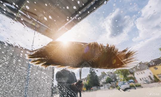 car wash with a cleaning brush  : Stock Photo or Stock Video Download rcfotostock photos, images and assets rcfotostock | RC Photo Stock.: