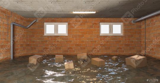 Cardboard boxes float in the water after water damage in the basement due to flooding or flooding  : Stock Photo or Stock Video Download rcfotostock photos, images and assets rcfotostock | RC Photo Stock.:
