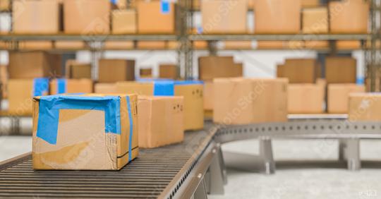 Cardboard boxes on conveyor belt in distribution warehouse  : Stock Photo or Stock Video Download rcfotostock photos, images and assets rcfotostock | RC Photo Stock.: