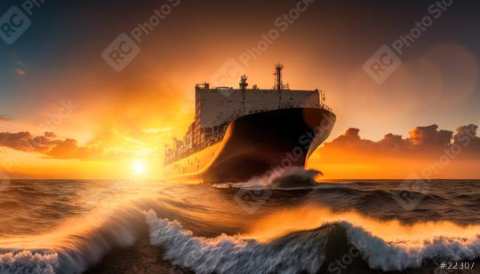 Cargo transportation industry concept. Container ship in the ocean at sunset sky background with copy space. (Generative AI) Global business logistics concept. Commercial ocean cargo delivery.     : Stock Photo or Stock Video Download rcfotostock photos, images and assets rcfotostock | RC Photo Stock.: