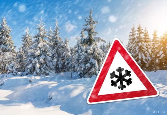 Caution snow fall at winter  : Stock Photo or Stock Video Download rcfotostock photos, images and assets rcfotostock | RC Photo Stock.: