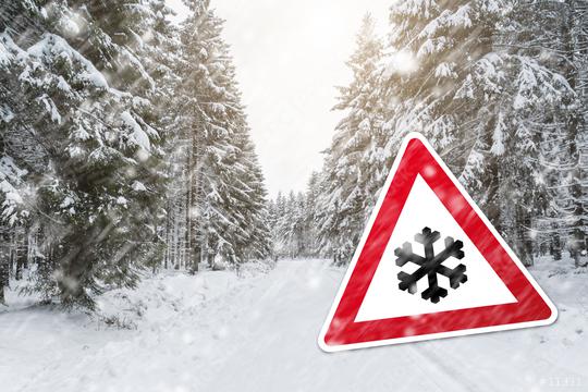 Caution winter time with snow fall  : Stock Photo or Stock Video Download rcfotostock photos, images and assets rcfotostock | RC Photo Stock.: