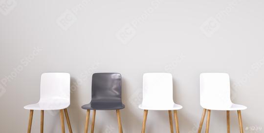Chairs in modern design arranged in front of the wall for interior or graphic backgrounds. The chair in different color can be used as a metaphor to represent the hiring position.  : Stock Photo or Stock Video Download rcfotostock photos, images and assets rcfotostock | RC Photo Stock.: