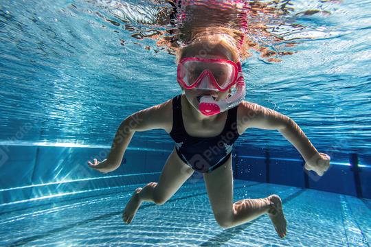 child wearing diving mask swimming in the pool, underwater shot  : Stock Photo or Stock Video Download rcfotostock photos, images and assets rcfotostock | RC Photo Stock.: