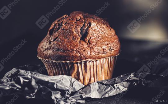 Chocolate muffin, homemade bakery on dark background  : Stock Photo or Stock Video Download rcfotostock photos, images and assets rcfotostock | RC Photo Stock.: