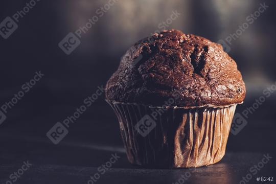Chocolate muffin, homemade bakery on dark background, including copy space  : Stock Photo or Stock Video Download rcfotostock photos, images and assets rcfotostock | RC Photo Stock.: