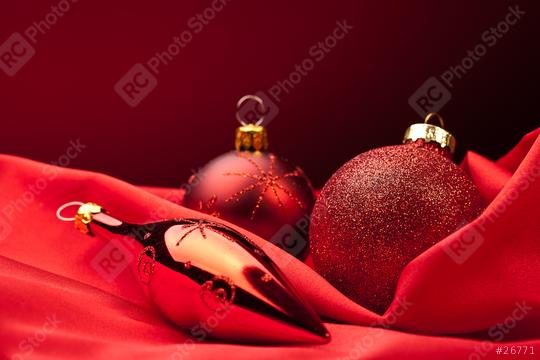 christmals bulbs on red silk  : Stock Photo or Stock Video Download rcfotostock photos, images and assets rcfotostock | RC Photo Stock.: