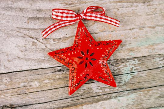 Christmas background with decorative red star and red bow  : Stock Photo or Stock Video Download rcfotostock photos, images and assets rcfotostock | RC Photo Stock.: