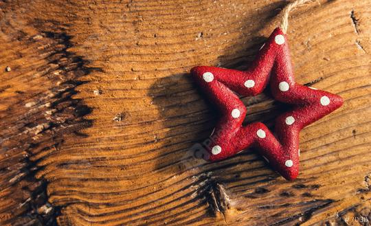 Christmas banner in greeting card style with red dotted Christmas star on a old wood board   : Stock Photo or Stock Video Download rcfotostock photos, images and assets rcfotostock | RC Photo Stock.: