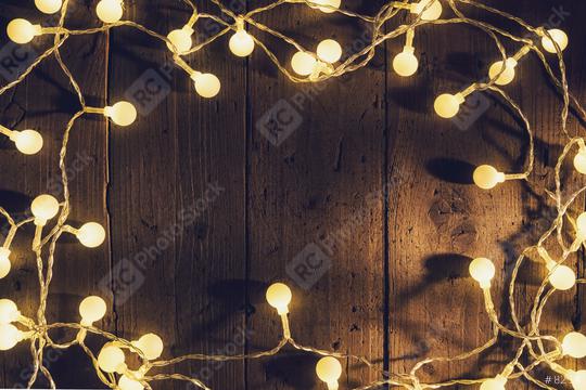 christmas lights on wooden planks,  with copyspace  : Stock Photo or Stock Video Download rcfotostock photos, images and assets rcfotostock | RC Photo Stock.: